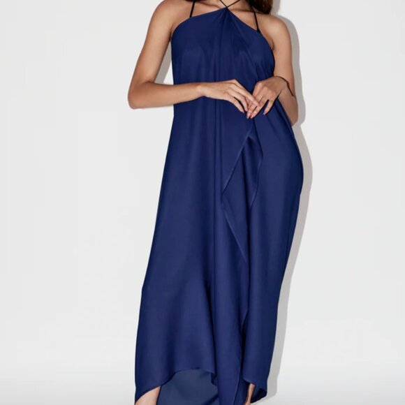 Silk Halter Dress W. Cowl Back - Picture 4 of 5